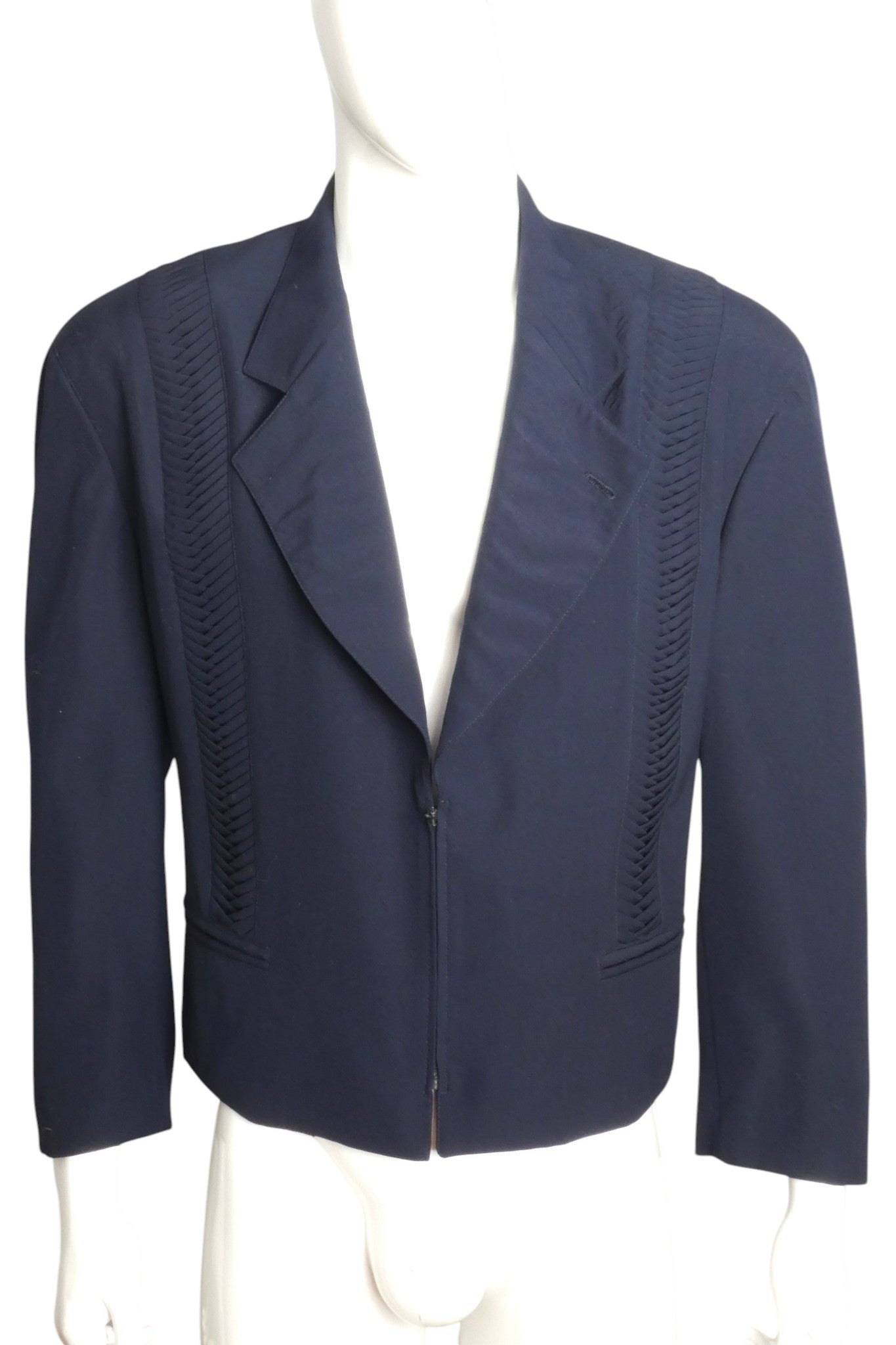1990s Pleated Wool Blazer, Size Medium