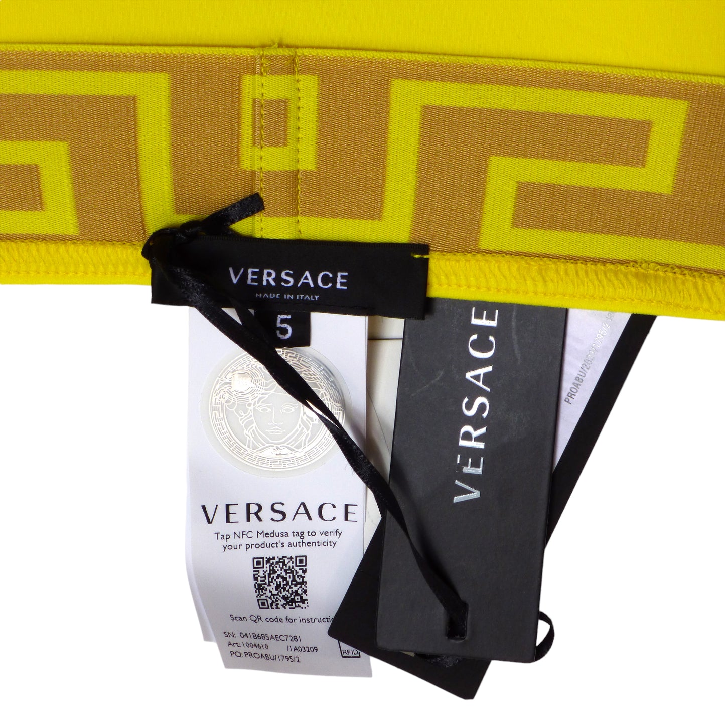 VERSACE- NWT Yellow Logo Band Bikini Swim, Size Med