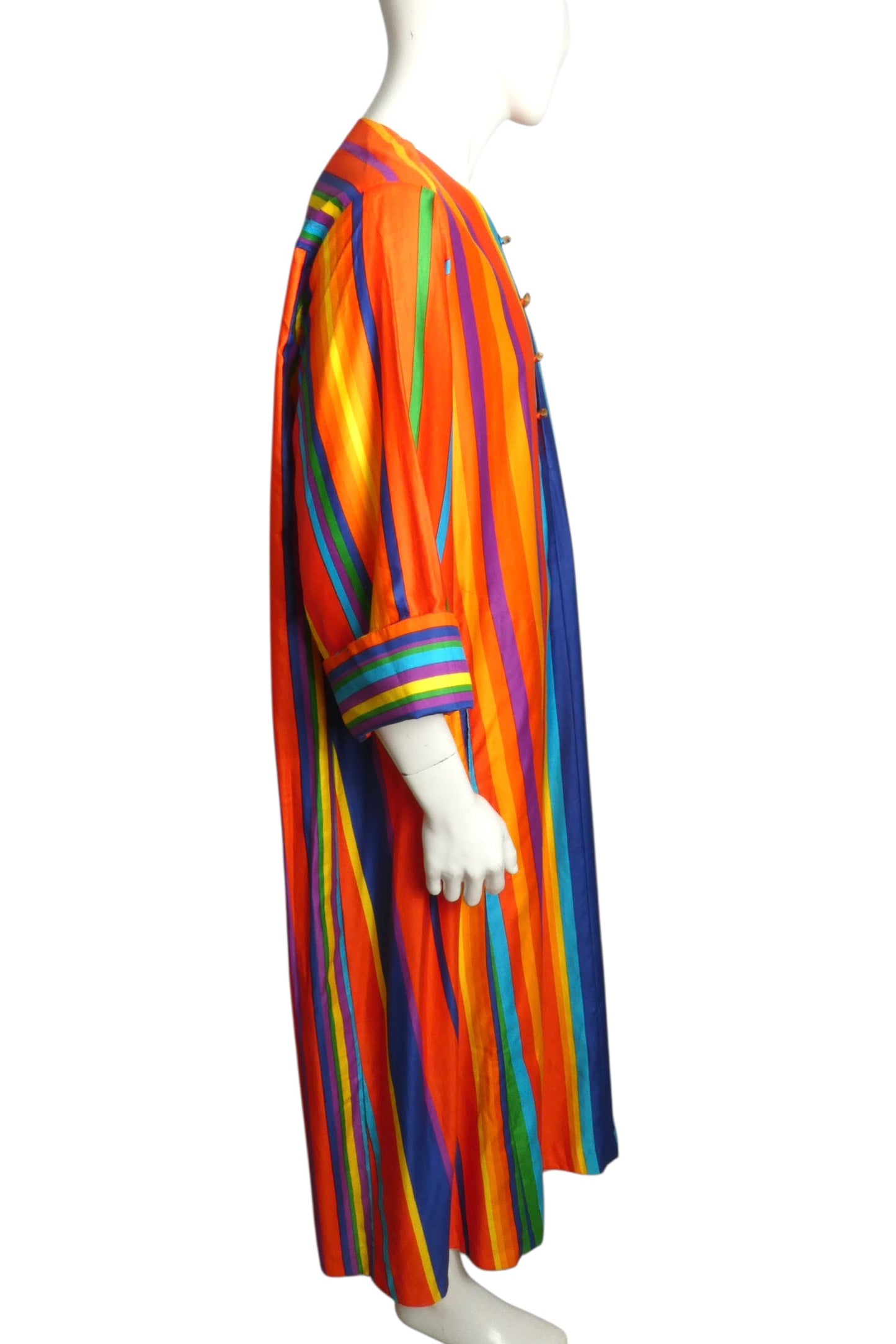 1980s Stripe Cotton Caftan, Size Medium