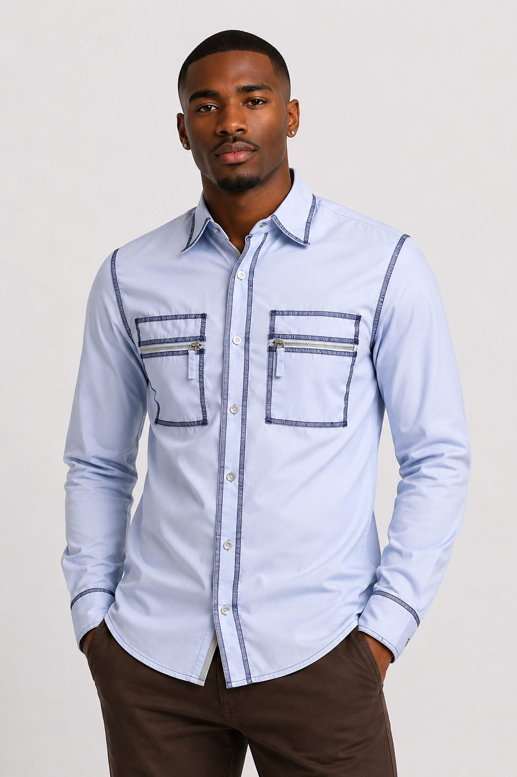 1990s L/S Cotton Embroidered Shirt, Size-Small