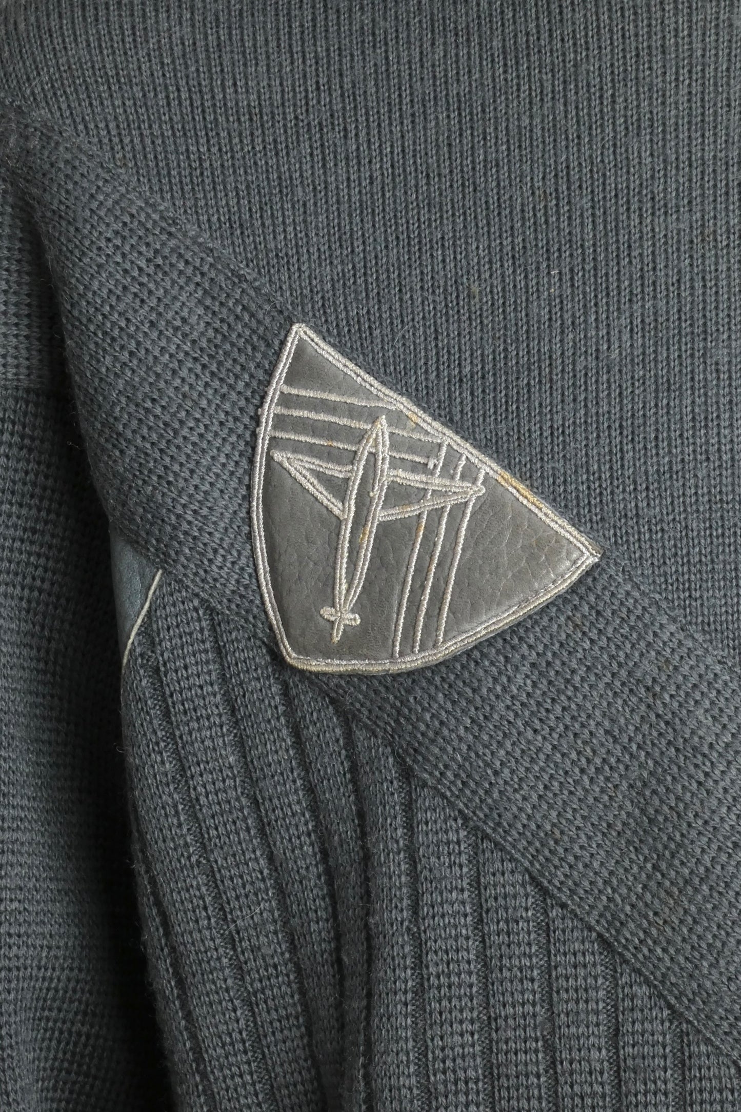 1980s Wool & Leather Sweater, Size Large