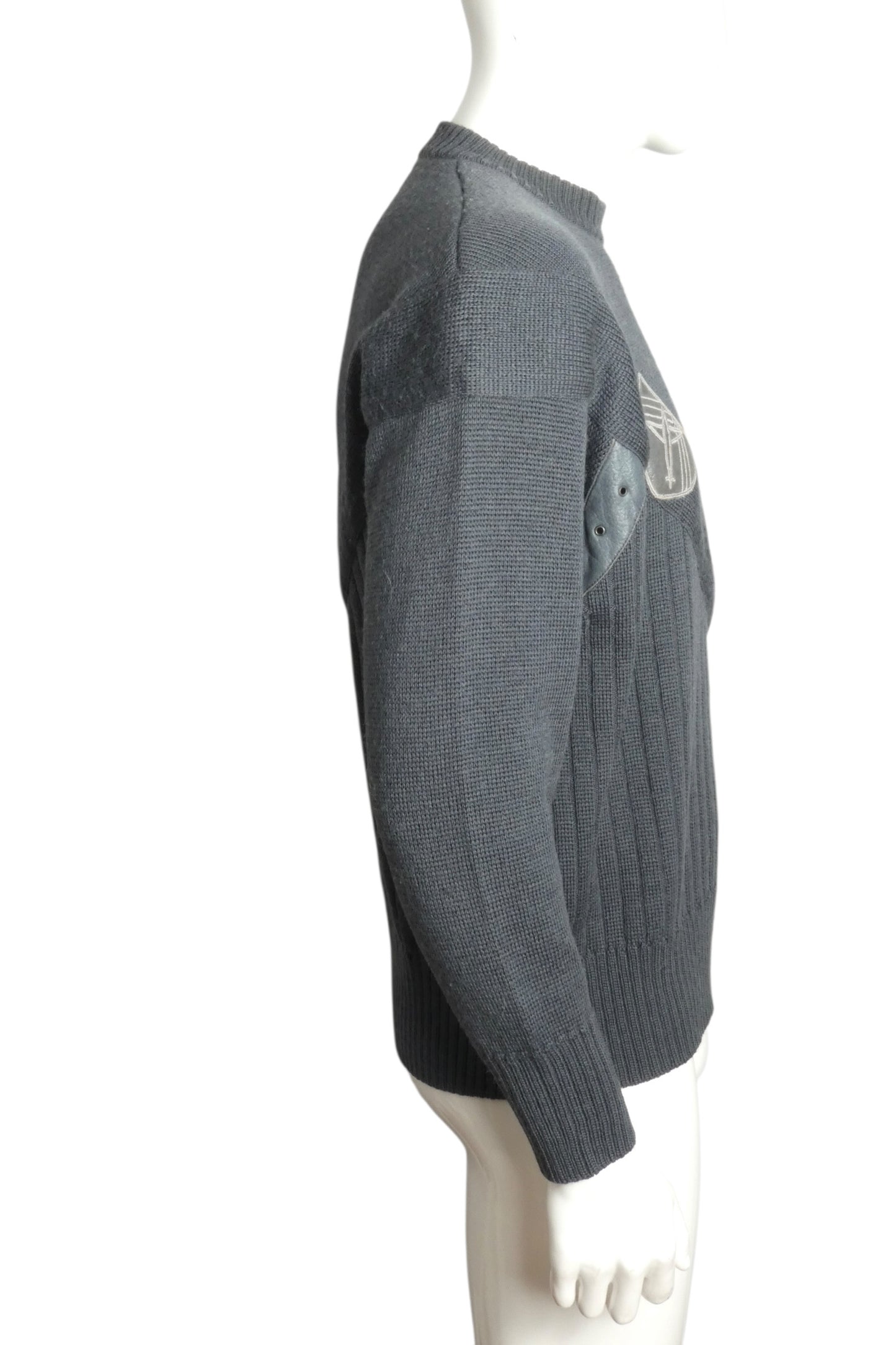 1980s Wool & Leather Sweater, Size Large