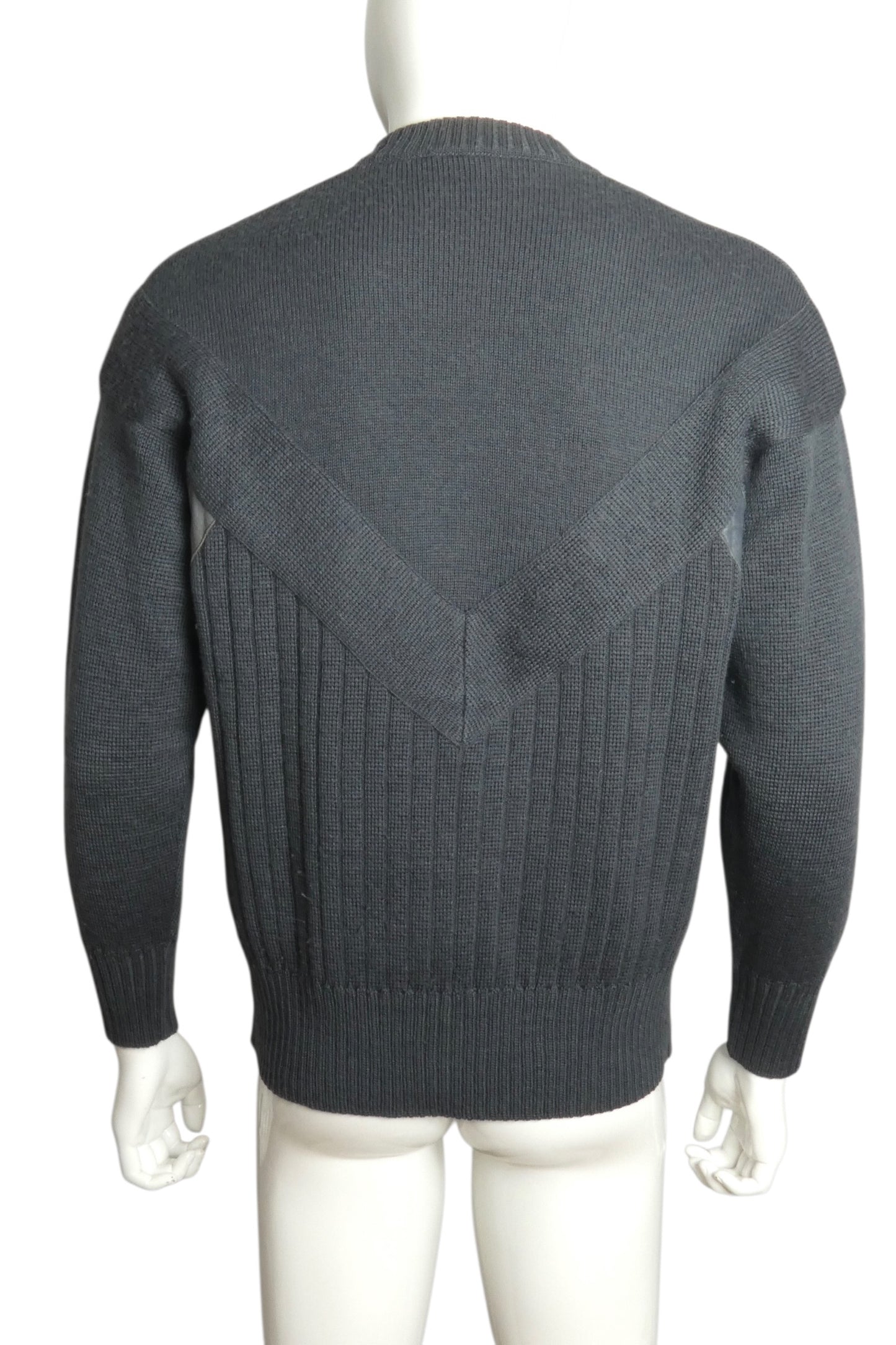 1980s Wool & Leather Sweater, Size Large