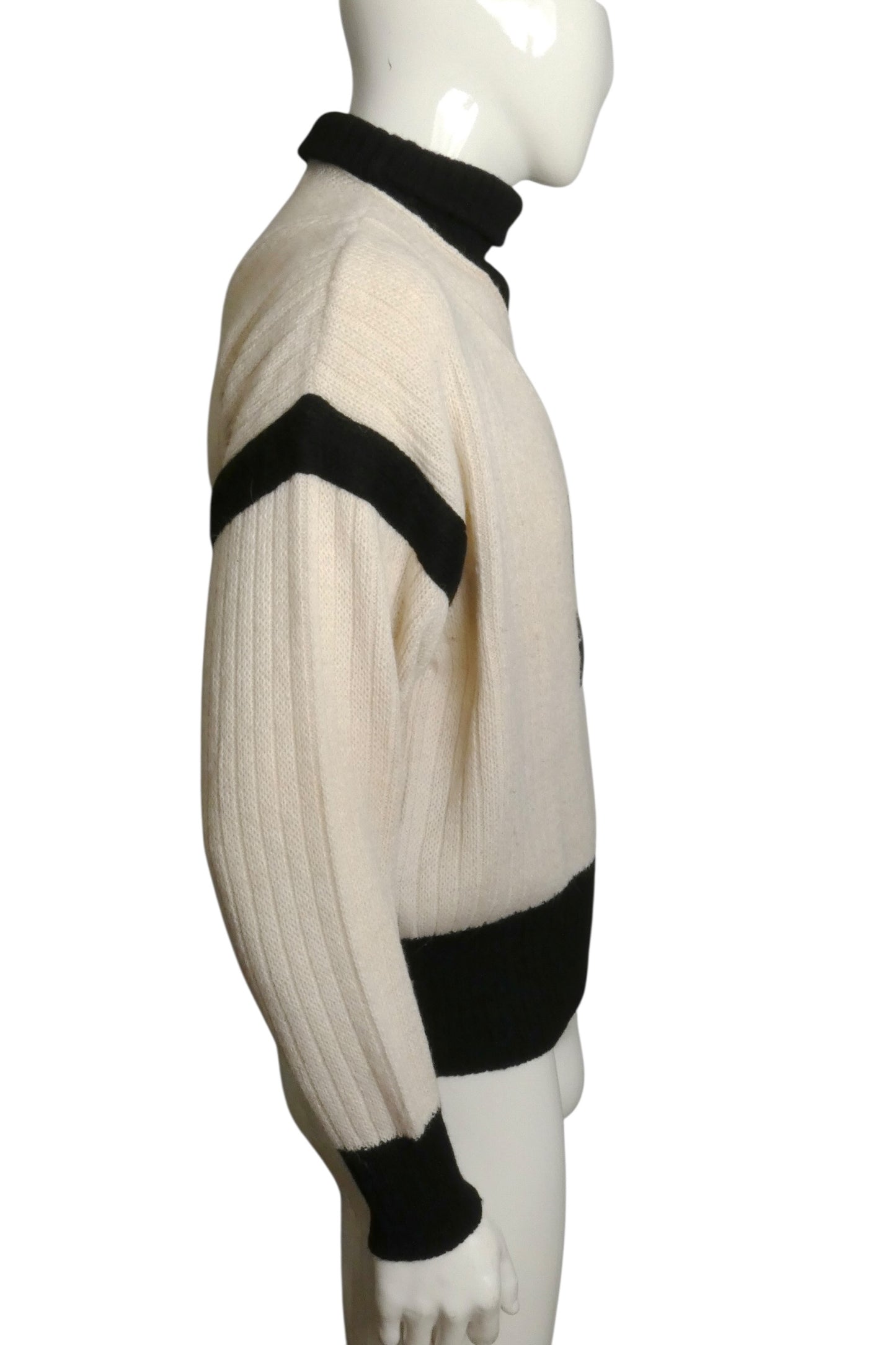 1980s Wool & Leather Sweater, Size Medium