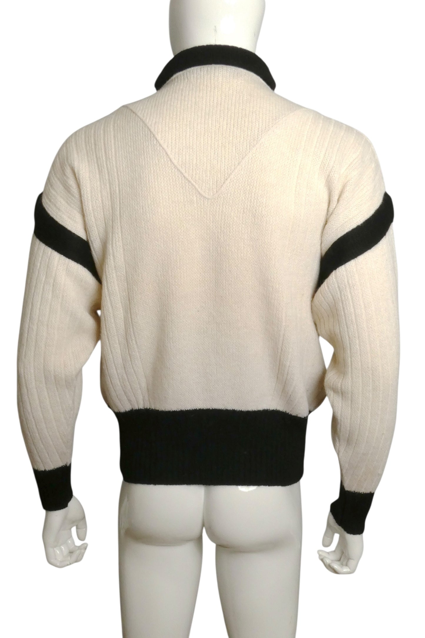 1980s Wool & Leather Sweater, Size Medium