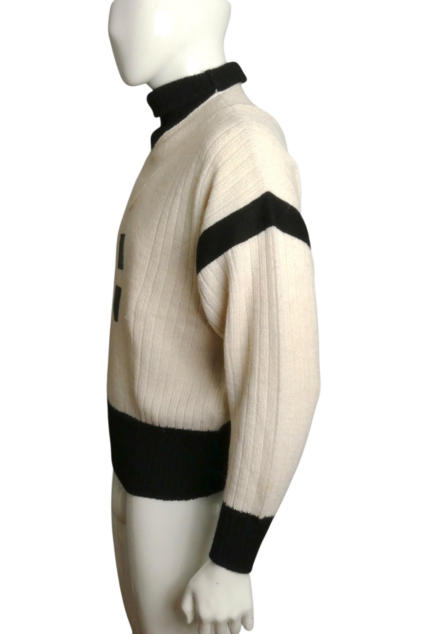 1980s Wool & Leather Sweater, Size Medium