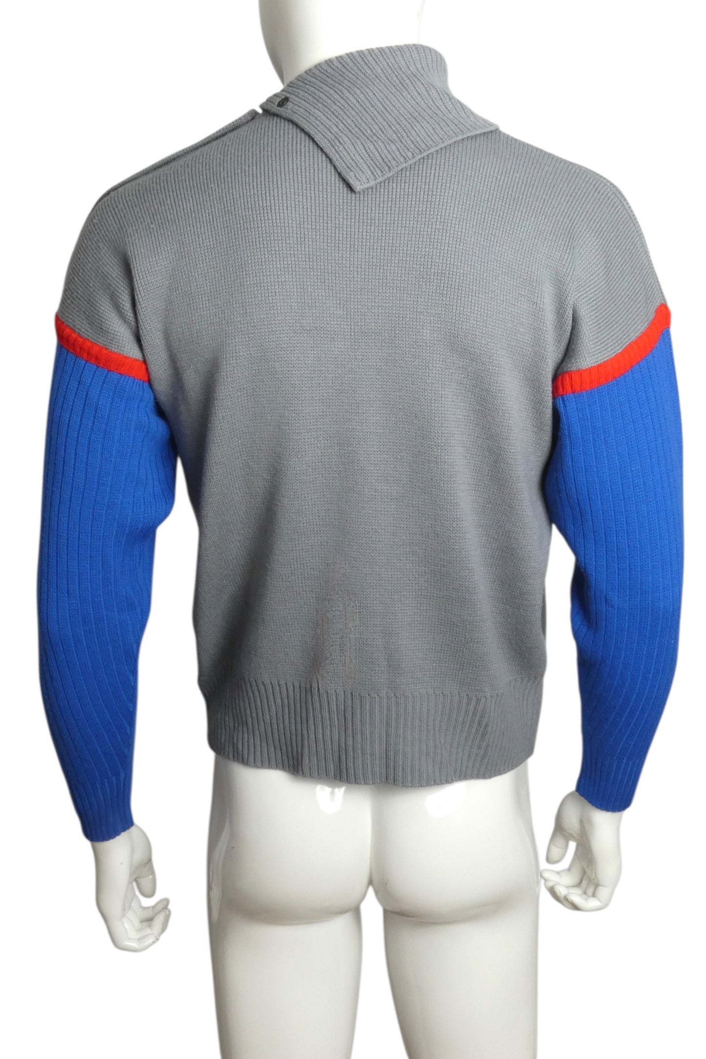 1980s Wool & Leather Sweater, Size Medium