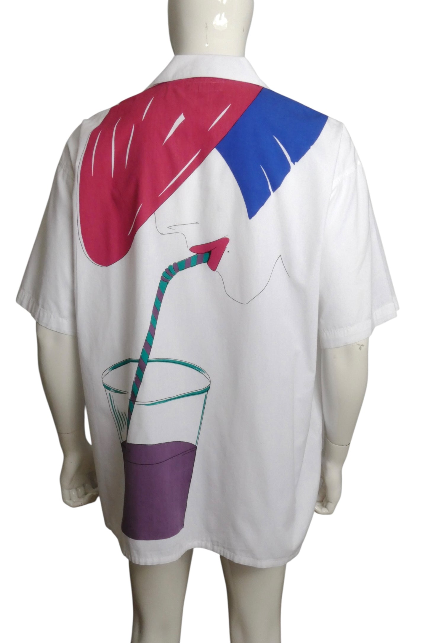 1980s Print Cotton Shirt, Size XL