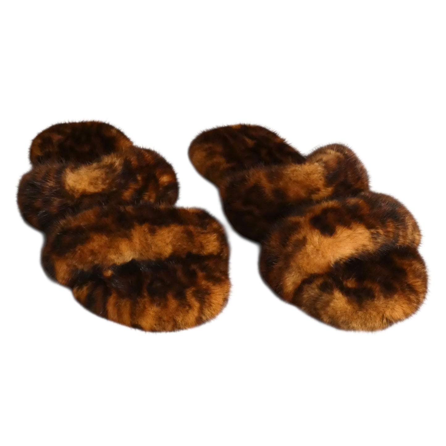 Spotted Mink Fur Sandals, Size US 12