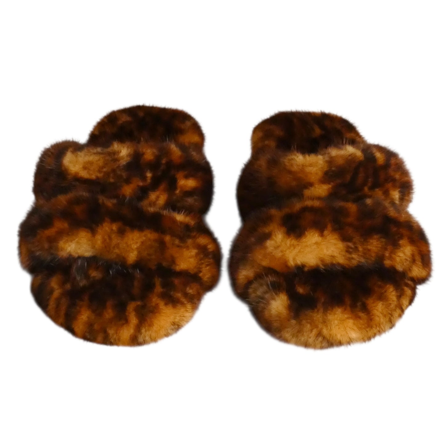 Spotted Mink Fur Sandals, Size US 12