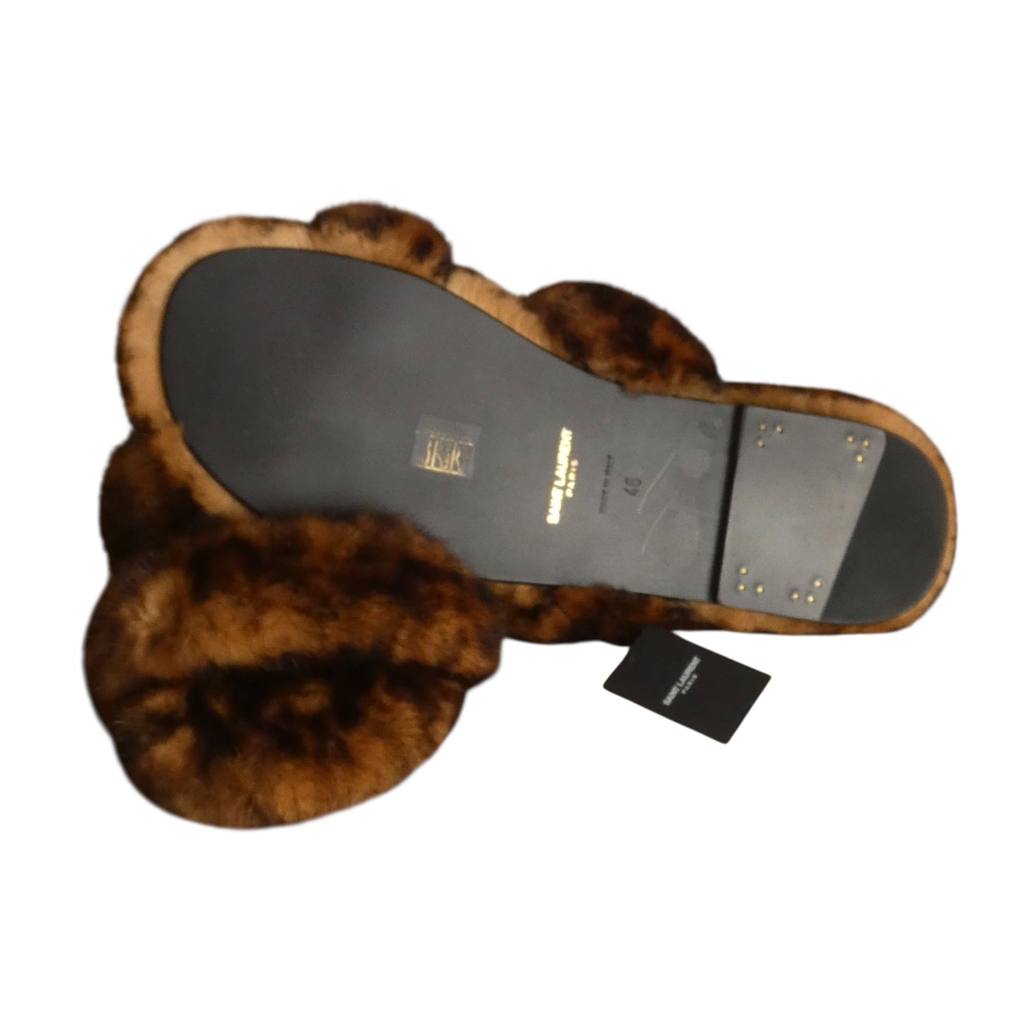 Spotted Mink Fur Sandals, Size US 12