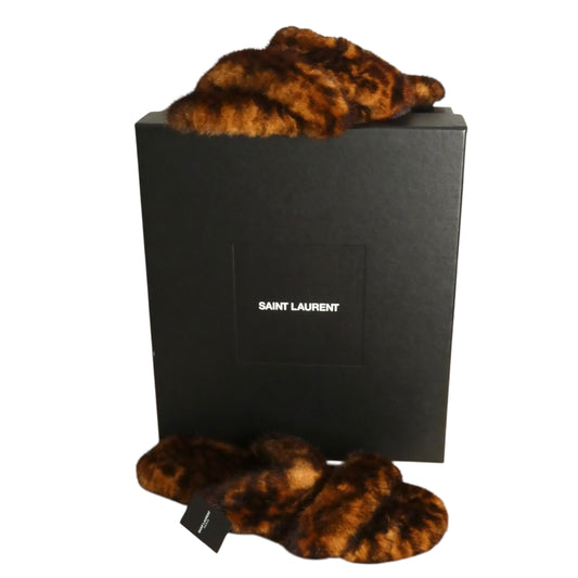 YVES SAINT LAURENT - Spotted Mink Fur Sandals, Size US 12