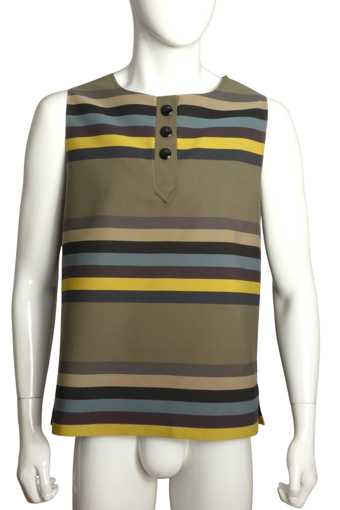 2009 Cotton Stripe Sleeveless Shirt, Size Large