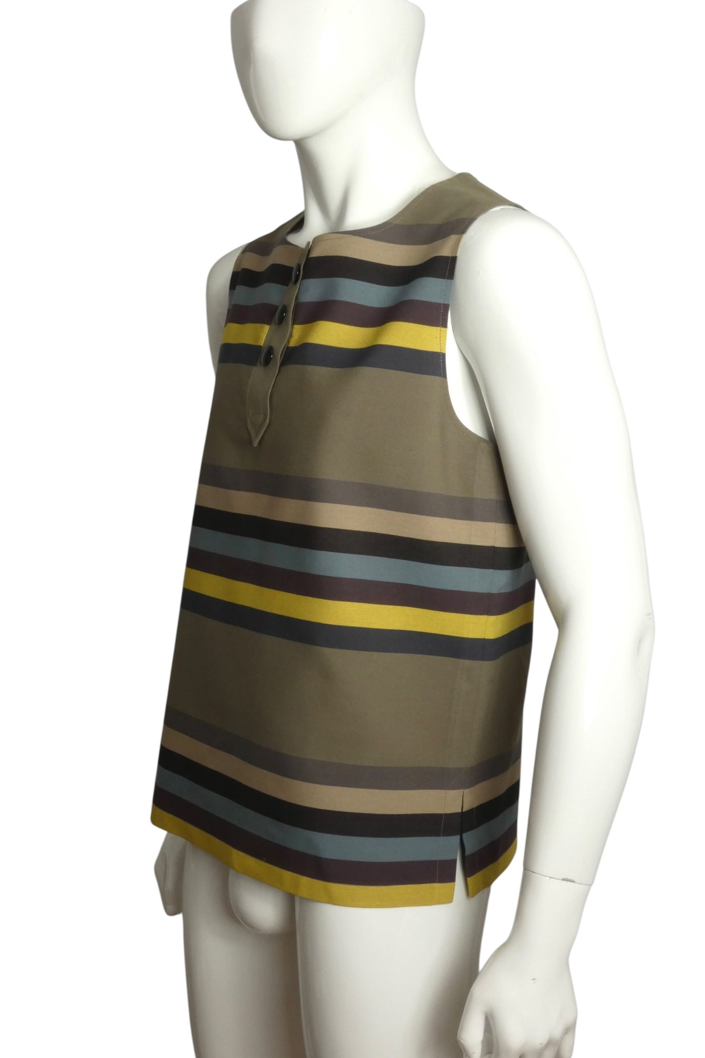 2009 Cotton Stripe Sleeveless Shirt, Size Large