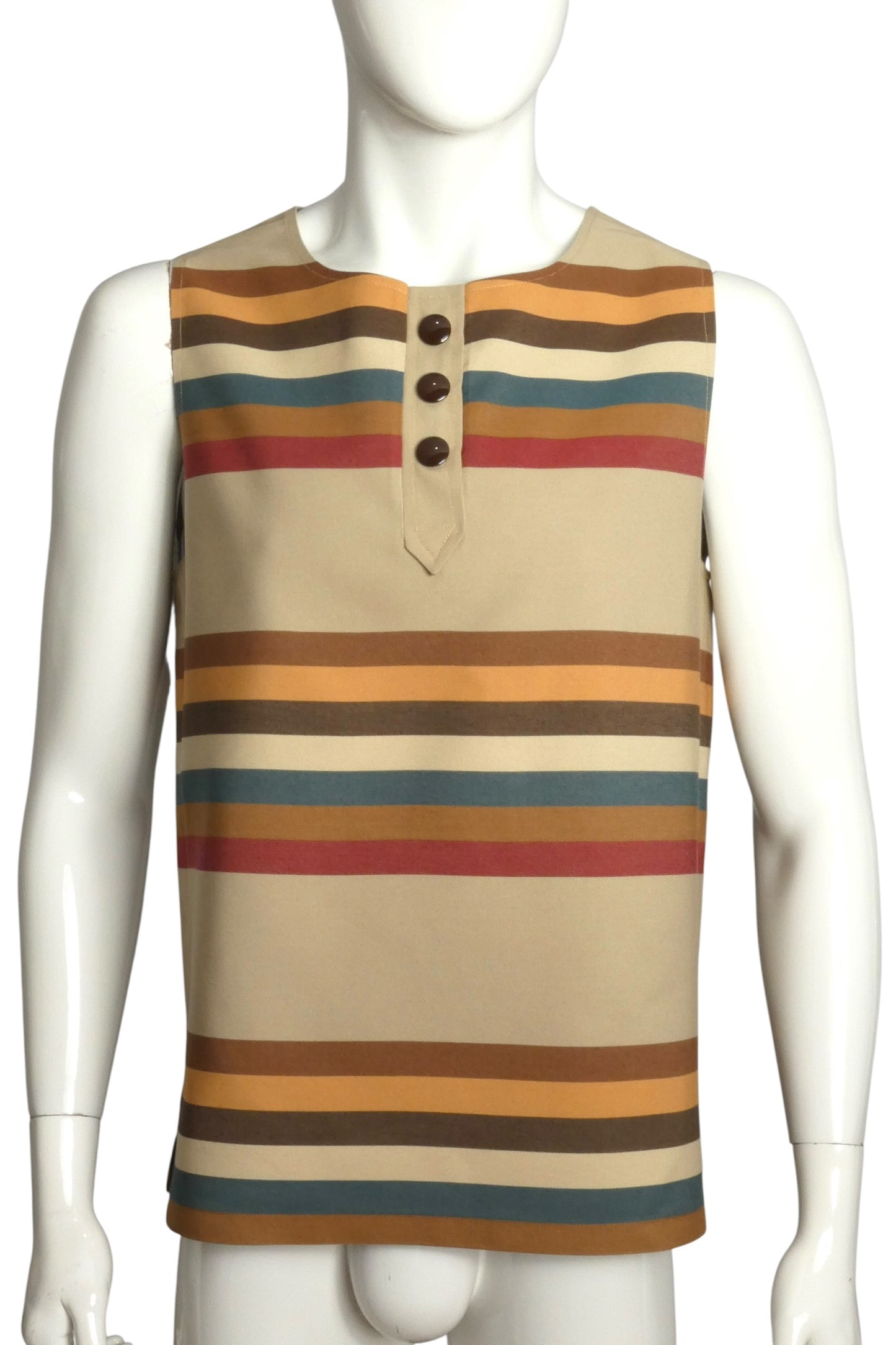 2009 Cotton Stripe Sleeveless Shirt, Size Large