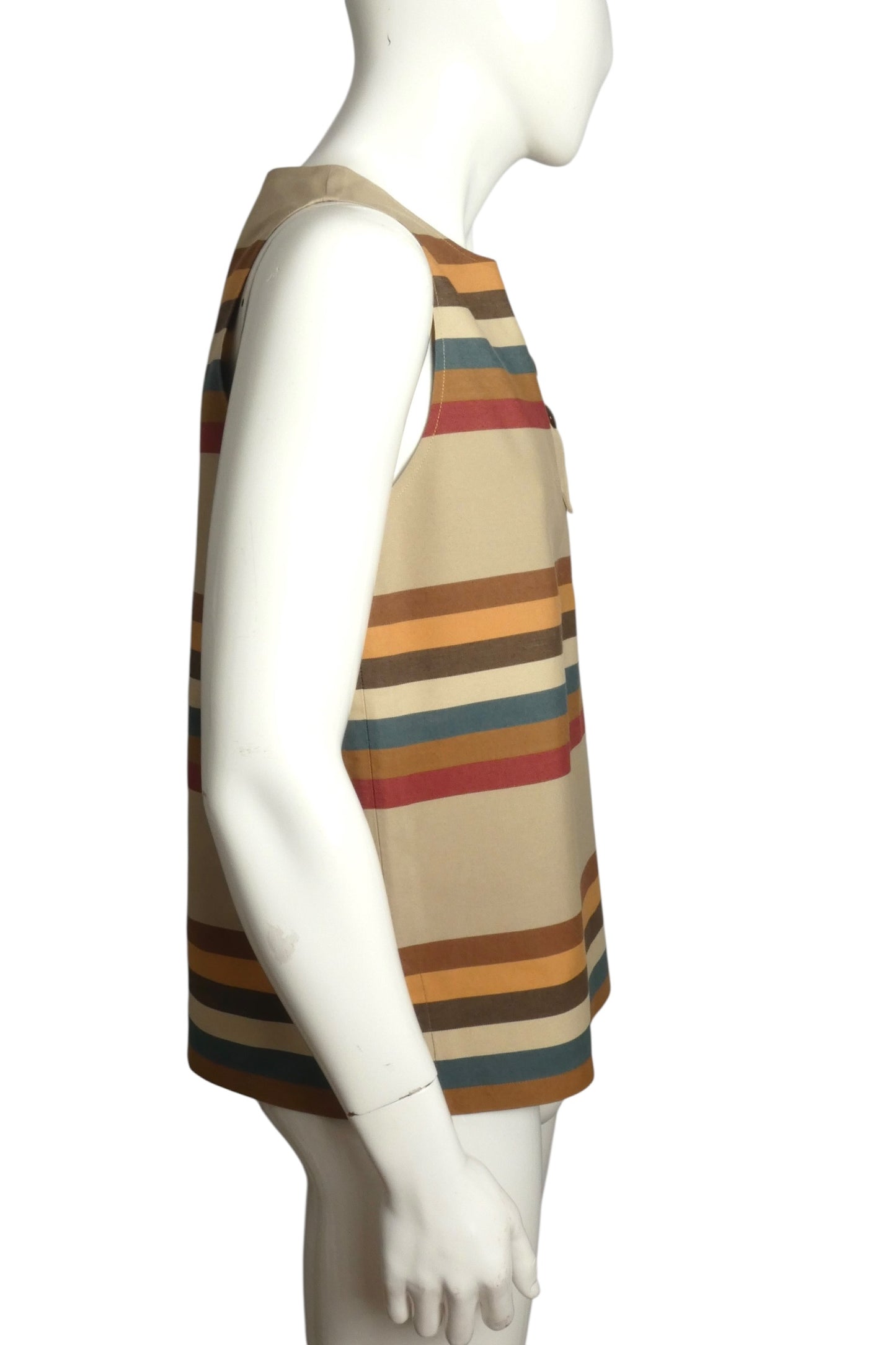 2009 Cotton Stripe Sleeveless Shirt, Size Large