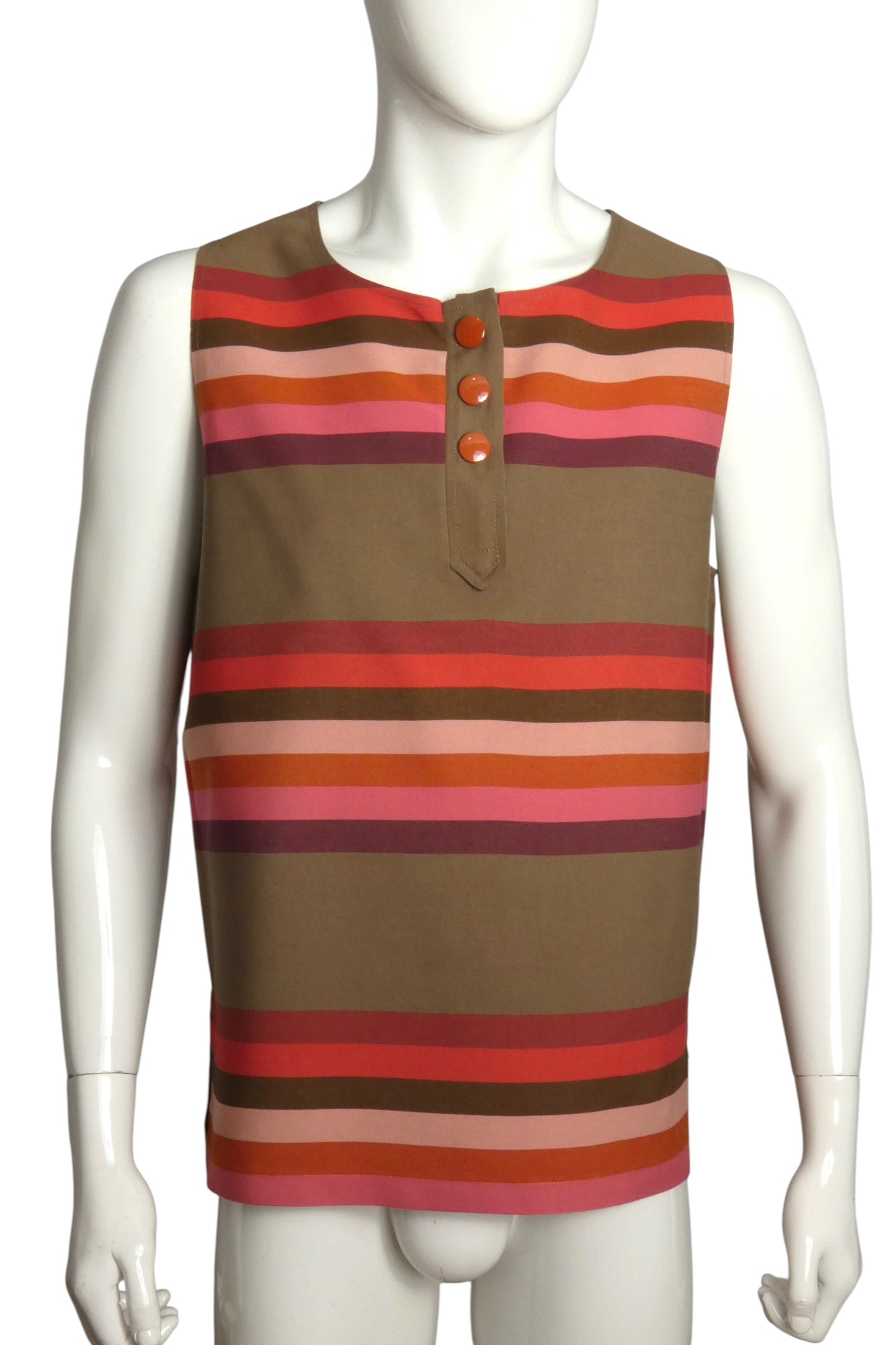 2009 Cotton Stripe Sleeveless Shirt, Size Large