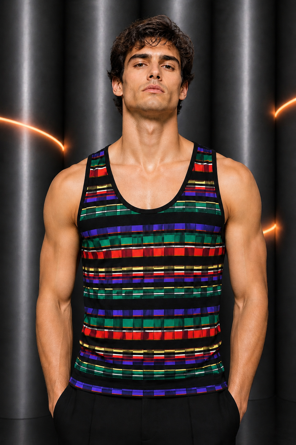 2007 Cotton Stripe Knit Tank, Size Medium