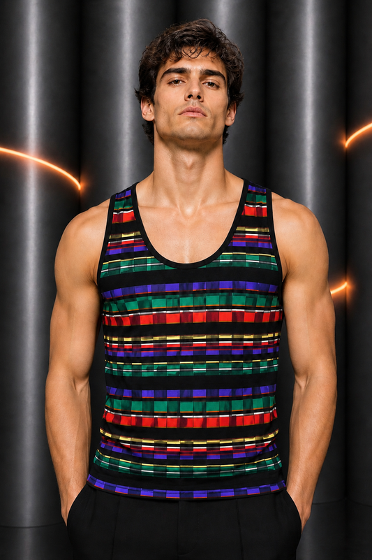 2007 Cotton Stripe Knit Tank, Size Medium