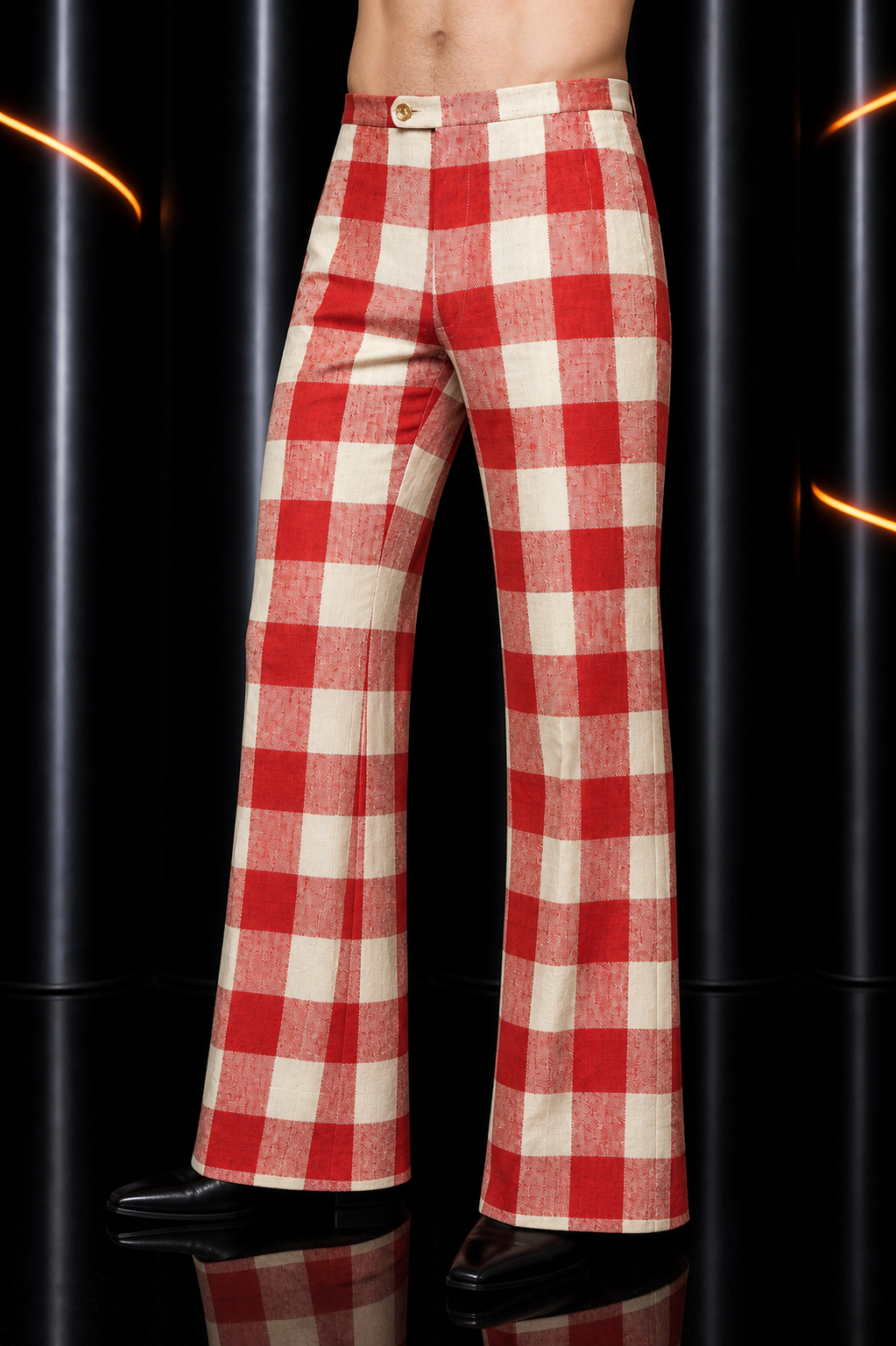 1970s Linen Check Pants, Waist 28