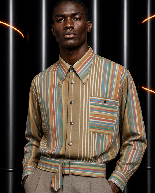1981 Cotton Stripe Jacket, Size Large