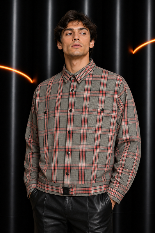 1980s Plaid Cotton Jacket, Size XL