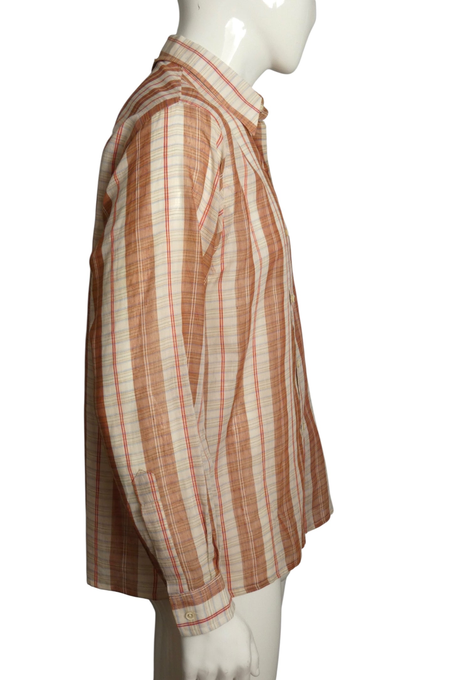 1970s Batiste Plaid Shirt, Size-Large