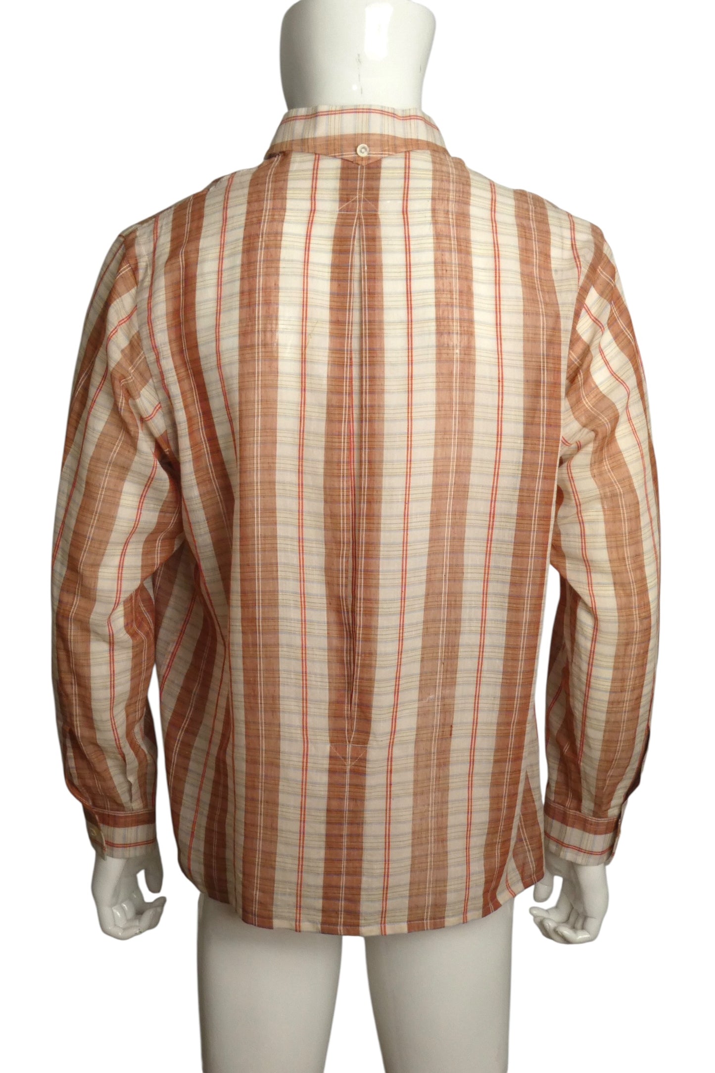 1970s Batiste Plaid Shirt, Size-Large