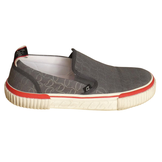 CHRISTIAN LOUBOUTIN - Canvas Slip-On Sneakers, Size 8