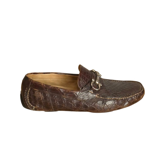 FERRAGAMO - Alligator Driving Moccasins, Size-8.5