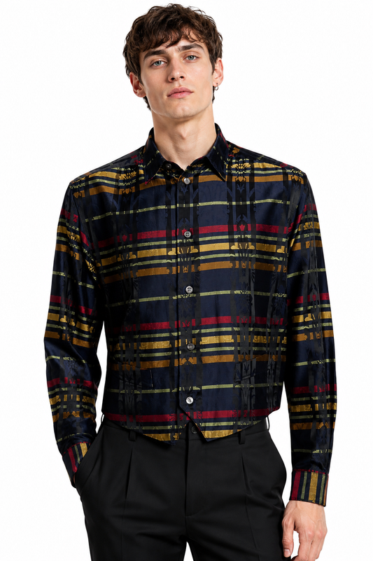 1980s Silk Plaid Shirt-Jac, Size-Medium
