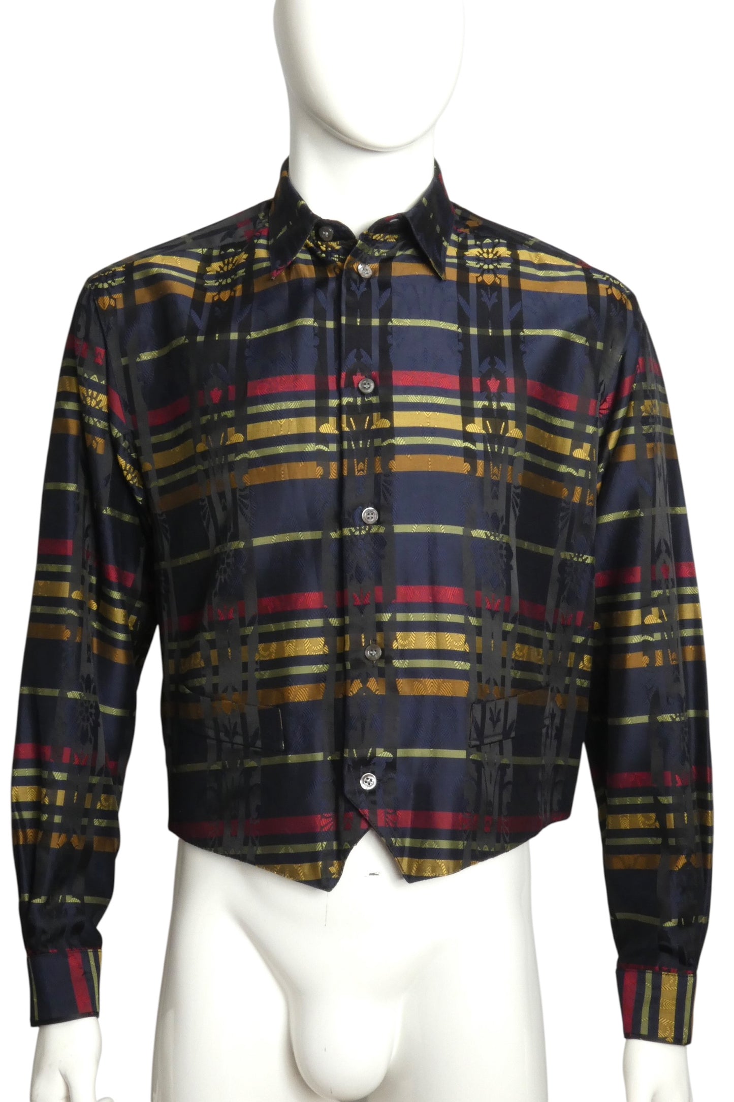 1980s Silk Plaid Shirt-Jac, Size-Medium
