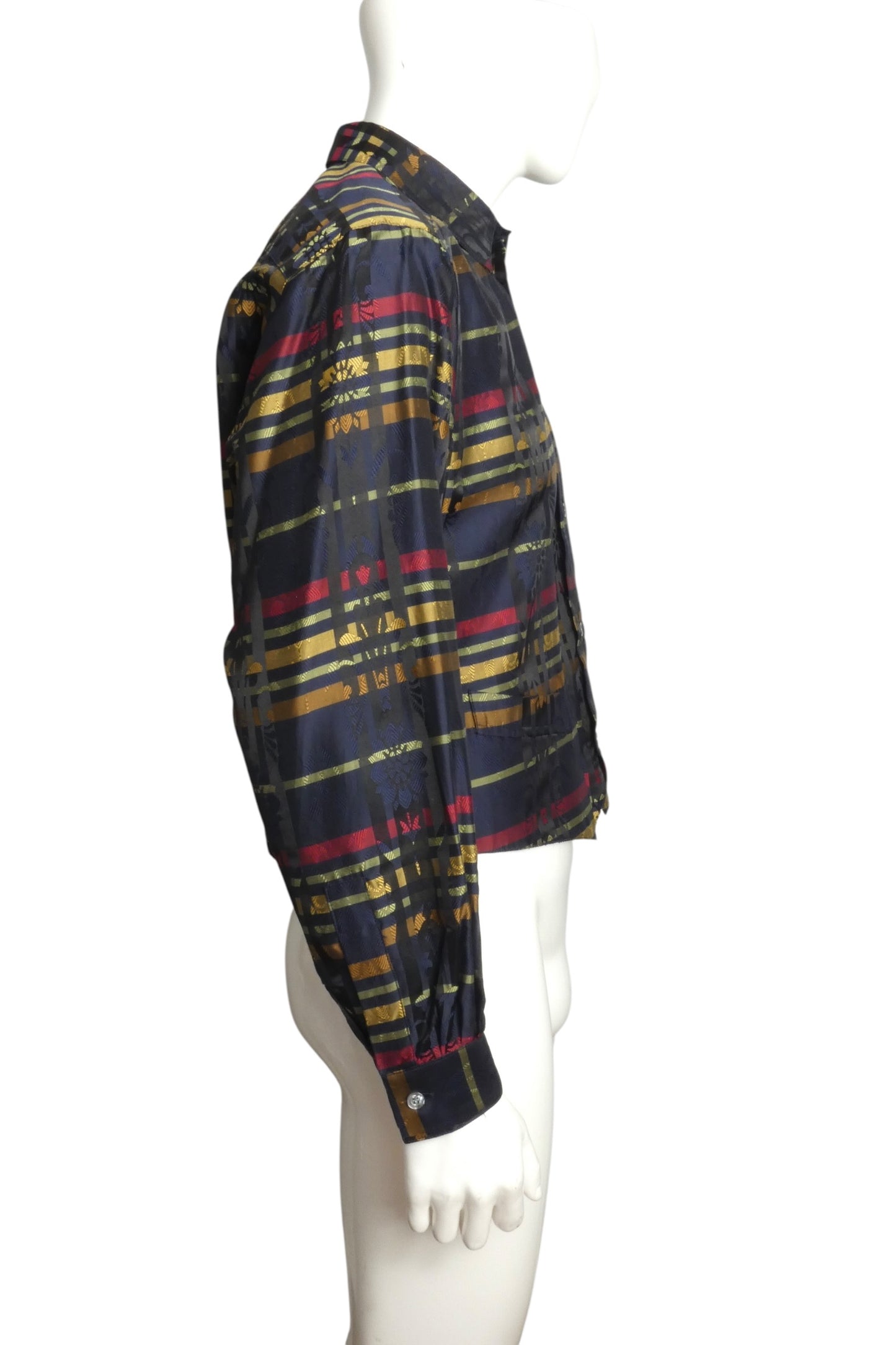 1980s Silk Plaid Shirt-Jac, Size-Medium