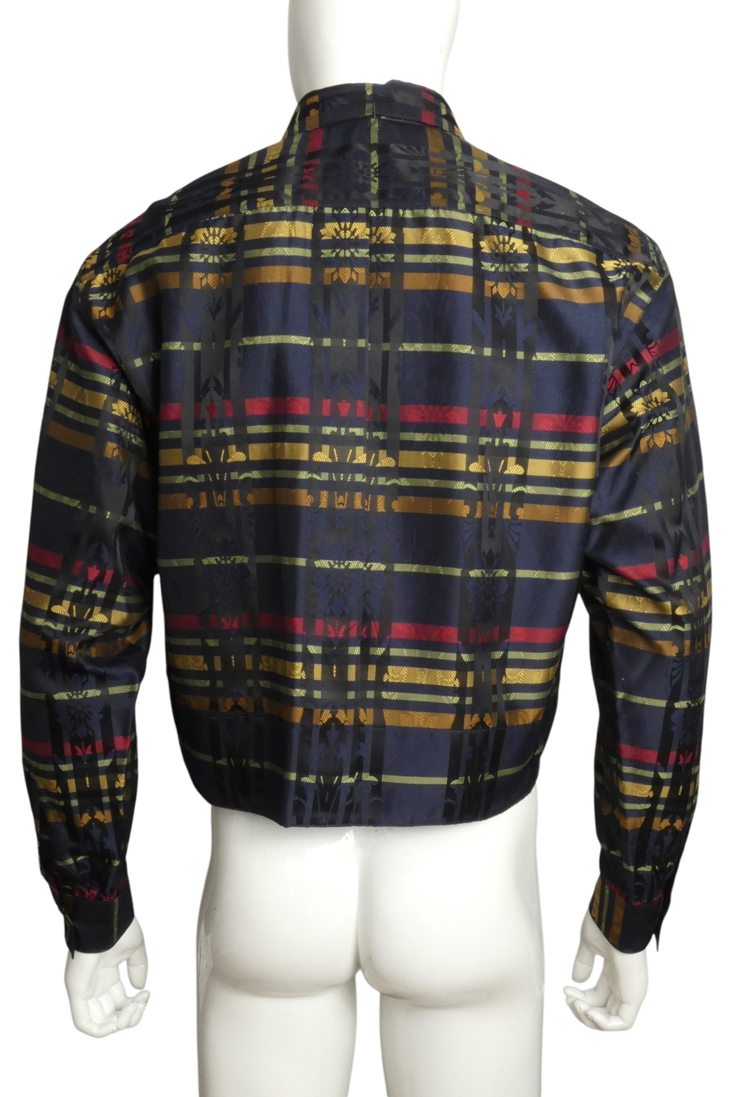 1980s Silk Plaid Shirt-Jac, Size-Medium