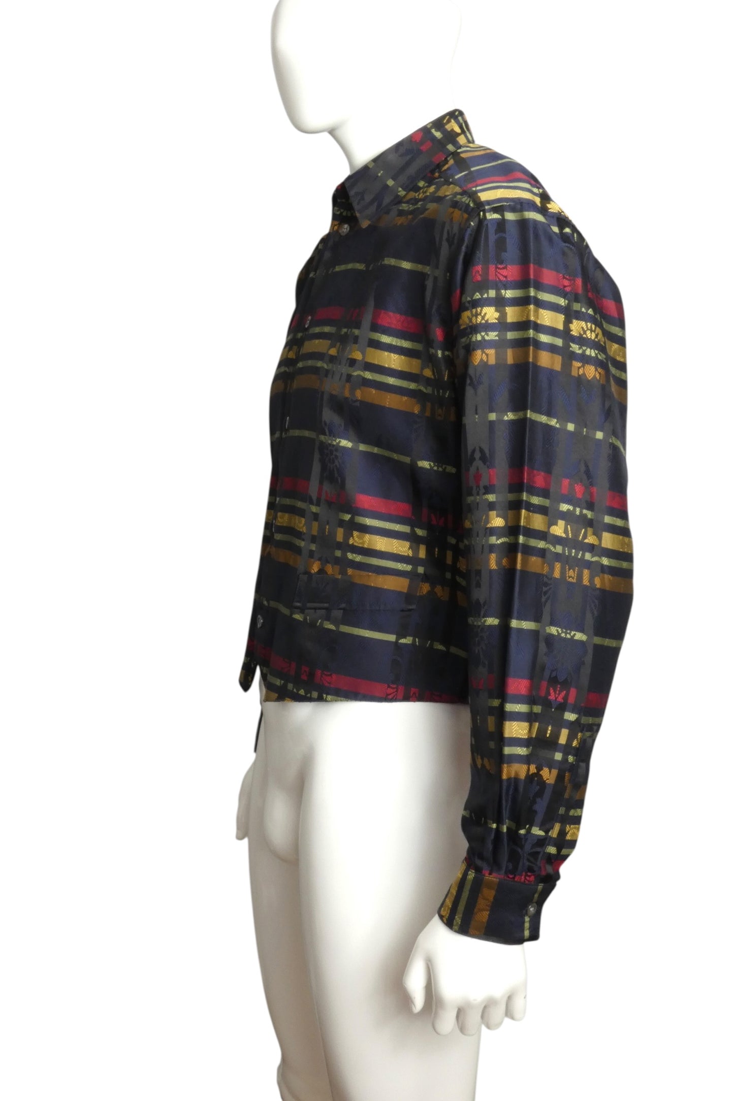 1980s Silk Plaid Shirt-Jac, Size-Medium