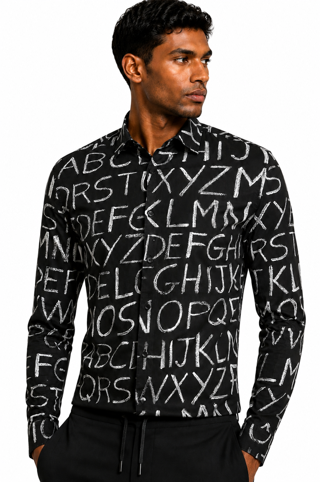 Printed Cotton L/S Shirt, Size Small