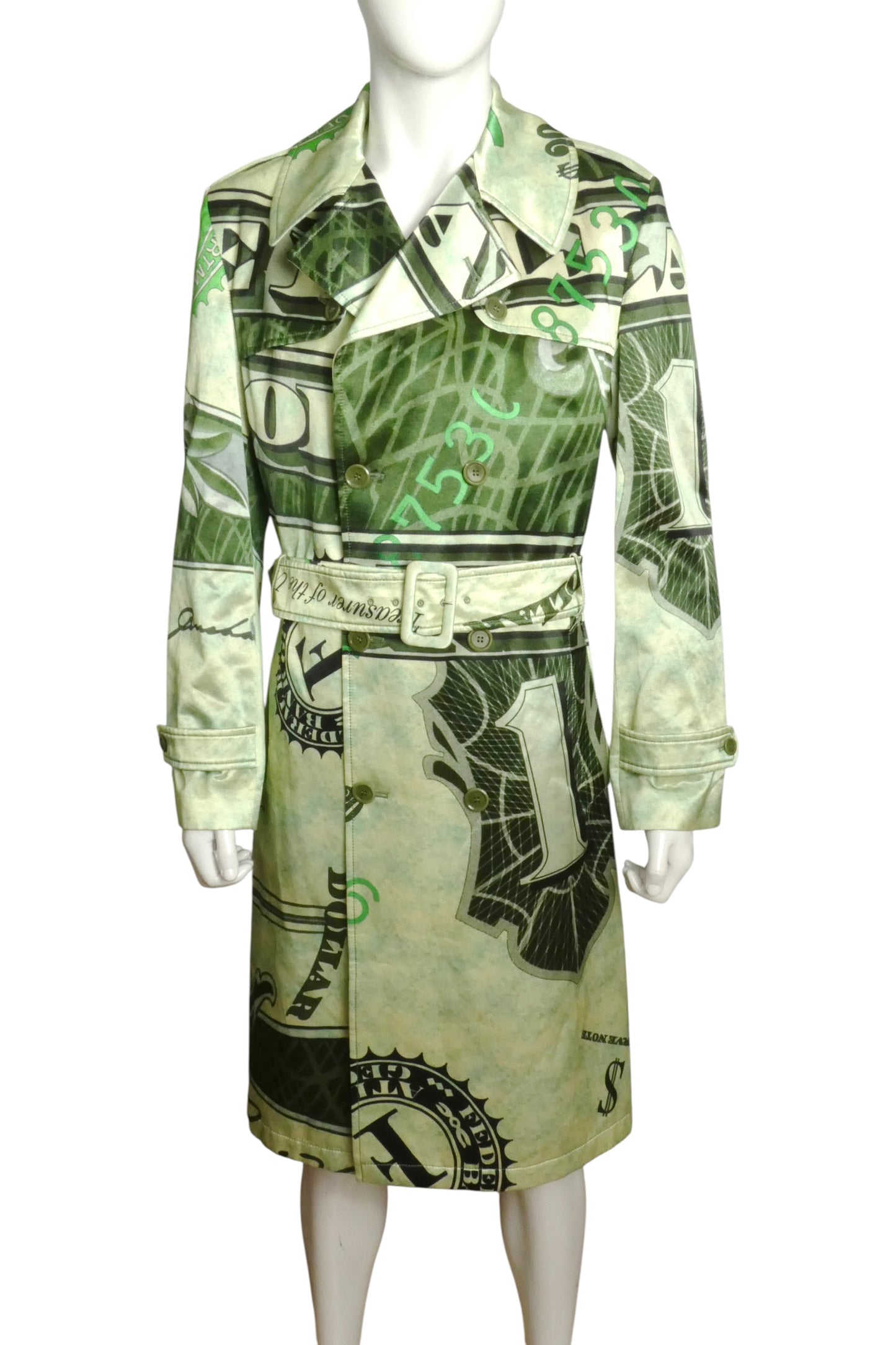 2023 NWT Satin Print Trench Coat, Size-Medium