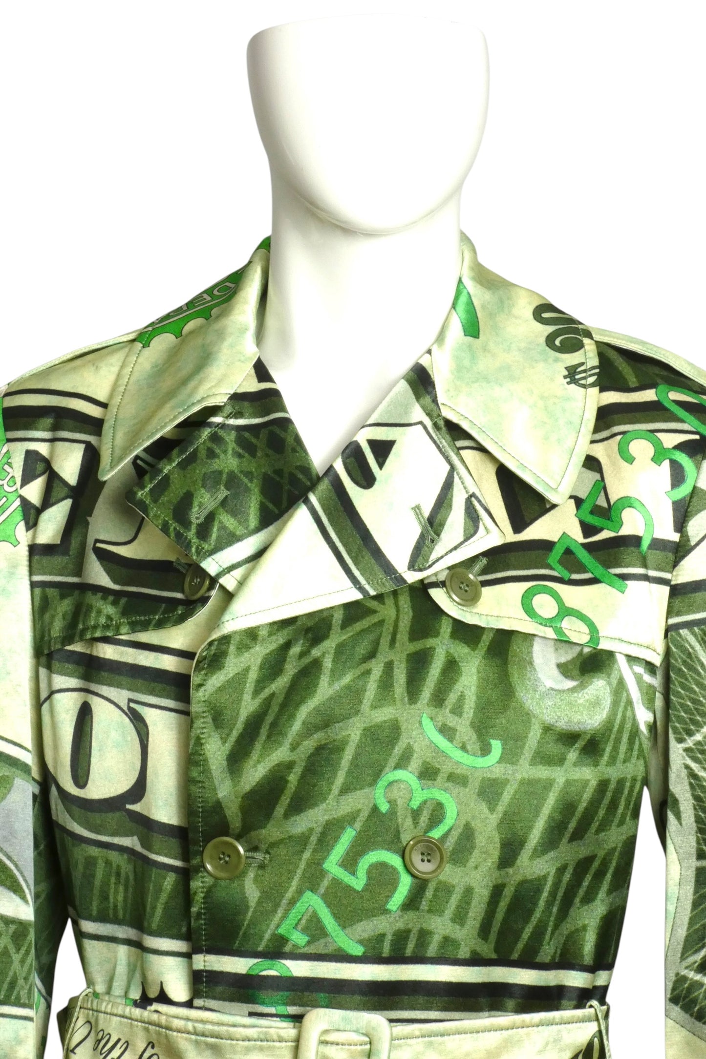 2023 NWT Satin Print Trench Coat, Size-Medium