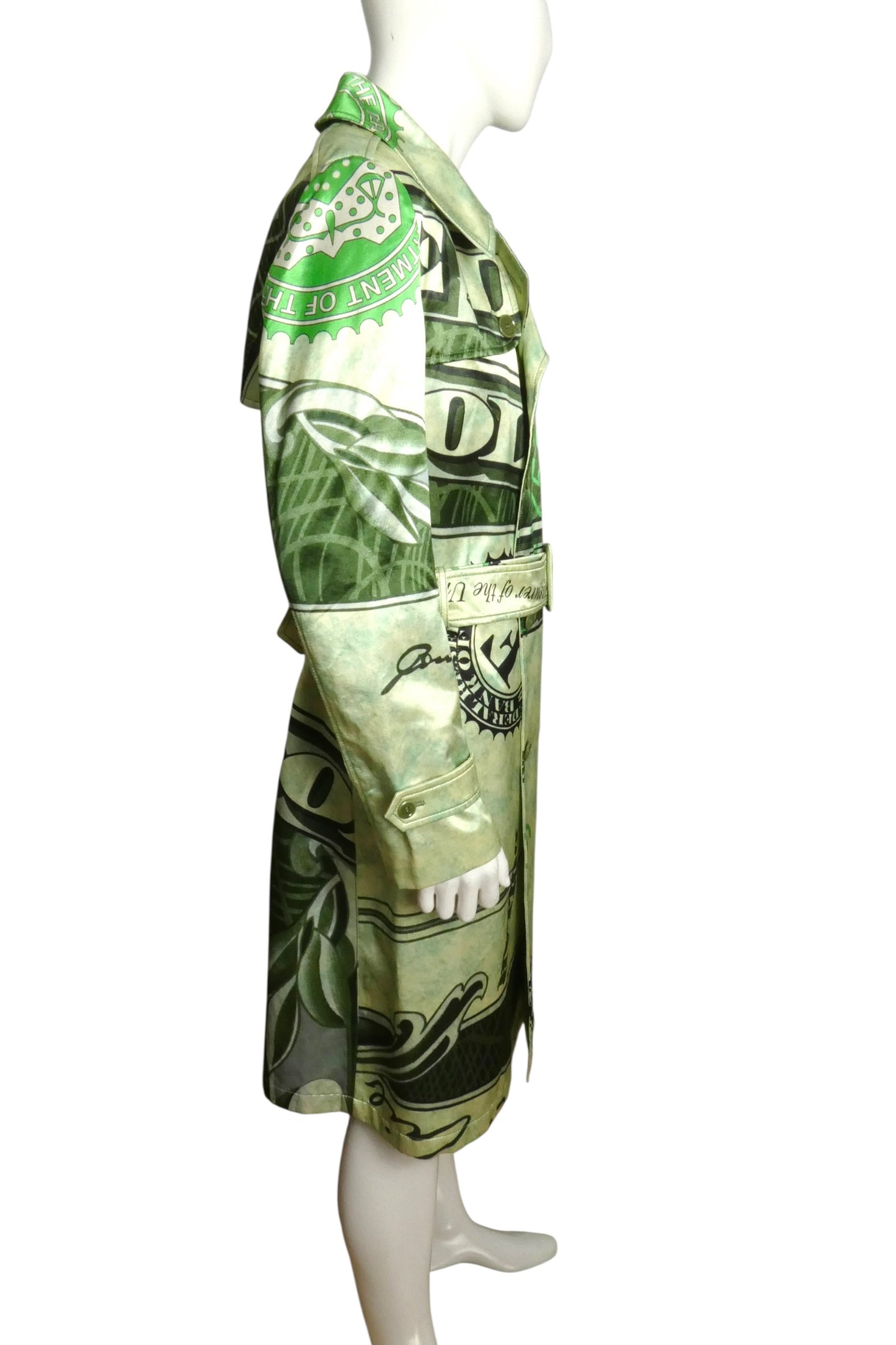 2023 NWT Satin Print Trench Coat, Size-Medium