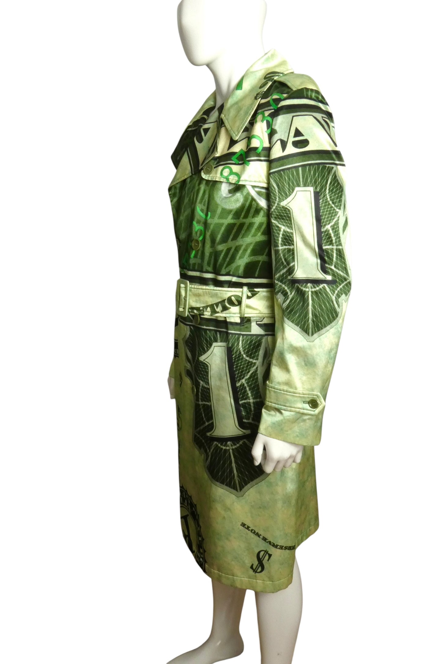 2023 NWT Satin Print Trench Coat, Size-Medium