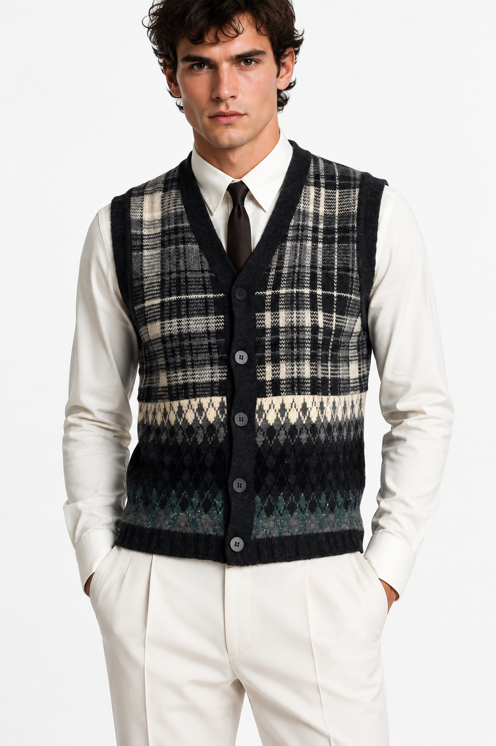 1980s Wool Sweater Vest, Size-Medium