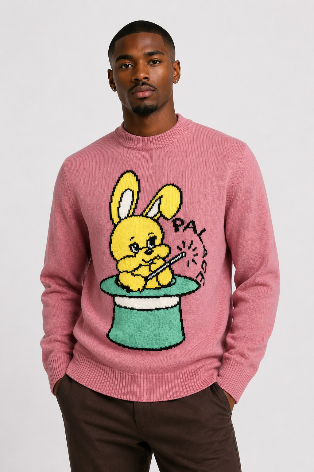 2025 Pink Wool "Hat Trick" Sweater, Size-Medium