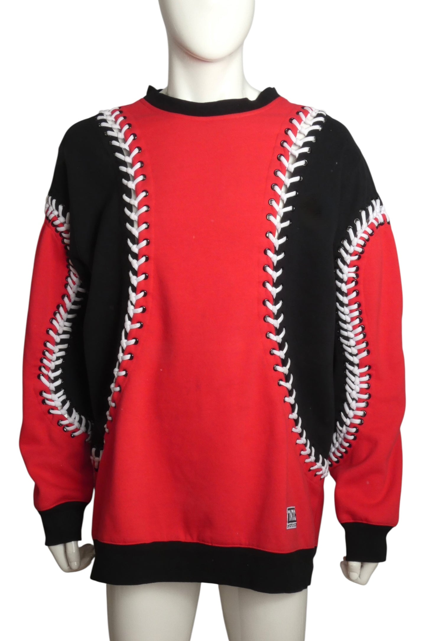 2016 Color Black Lacing Oversize Sweatshirt, Size-XLarge