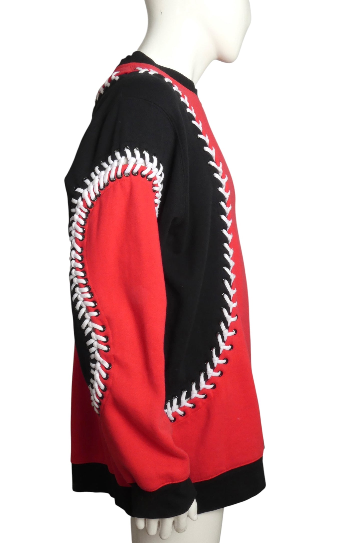2016 Color Black Lacing Oversize Sweatshirt, Size-XLarge