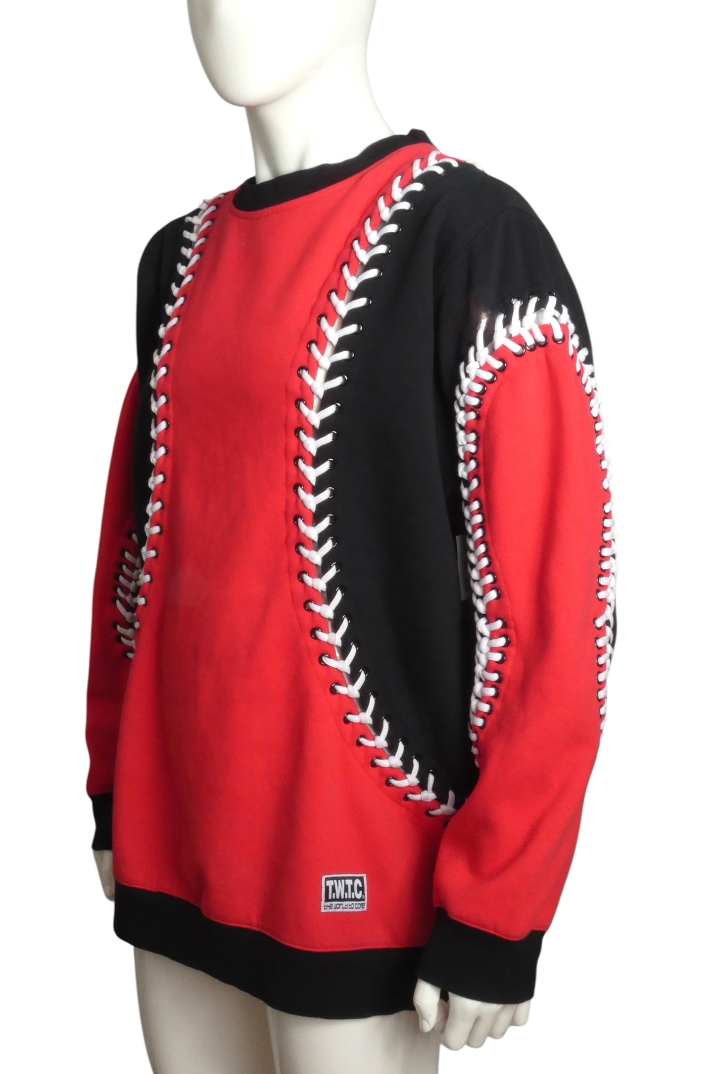 2016 Color Black Lacing Oversize Sweatshirt, Size-XLarge