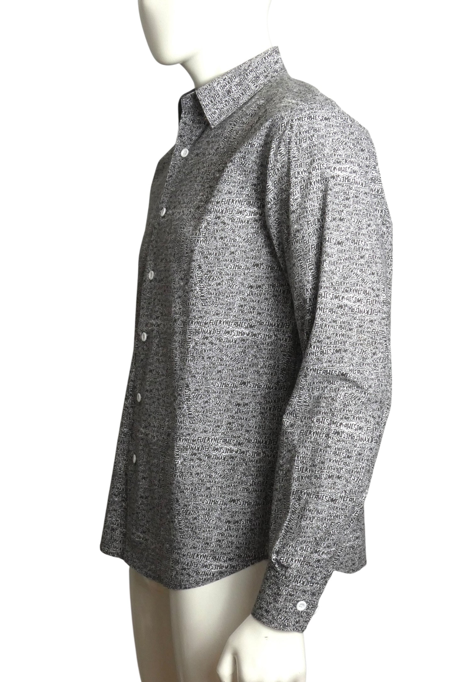 Graphic Print L/S Shirt, Size Medium