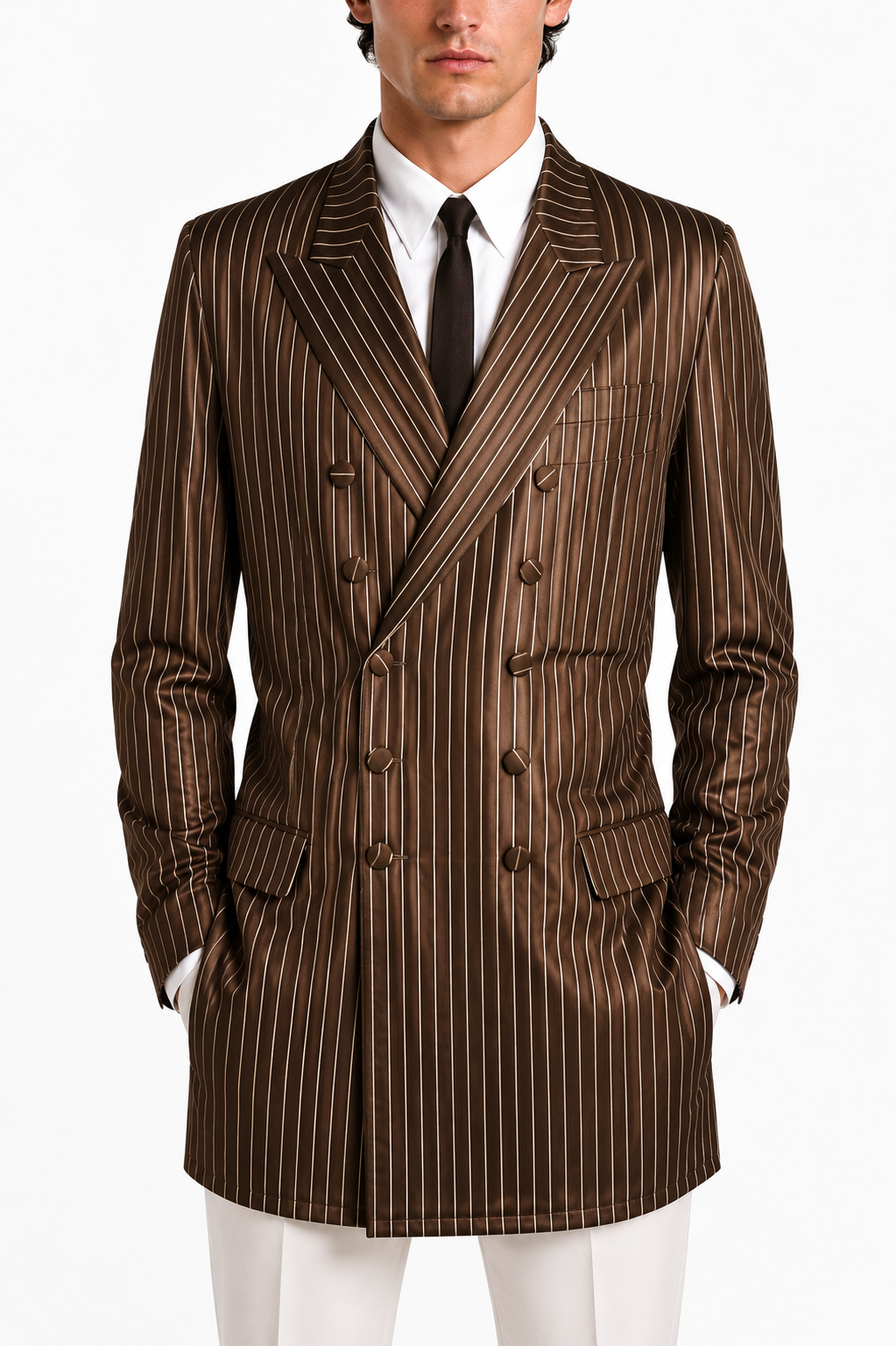 1996 Brown Striped Knit Blazer, Size-Medium
