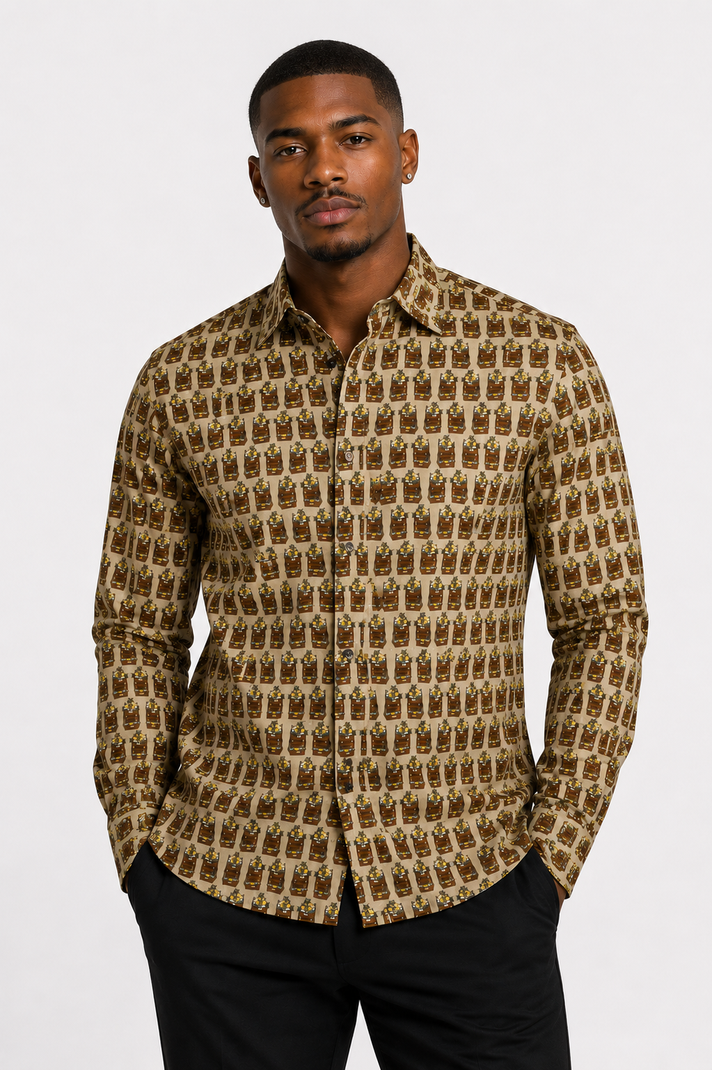 NWT Lemon Crate Printed Cotton Shirt, Size-Medium