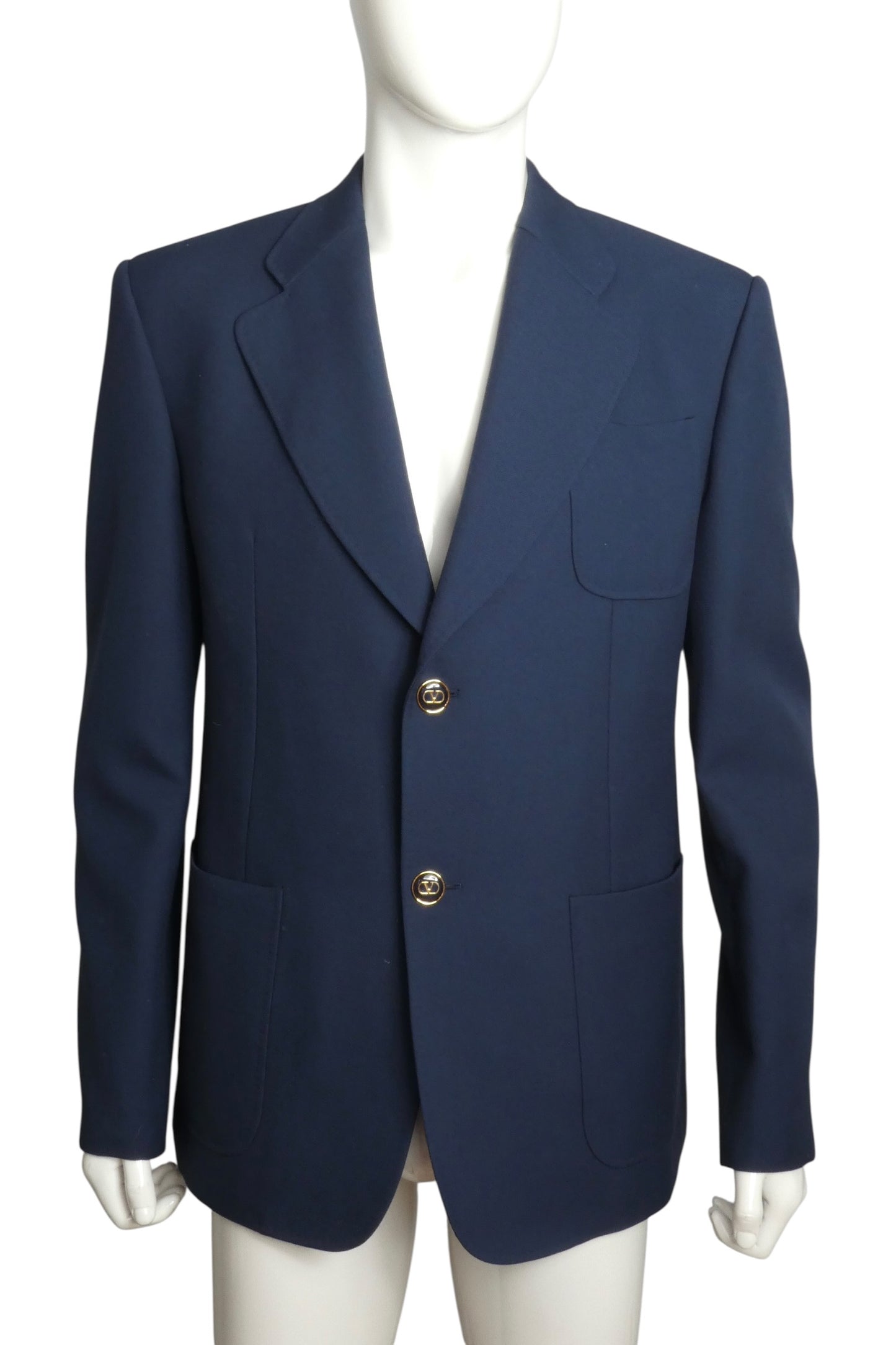 Navy Wool Gabardine Blazer, Size-XXLarge