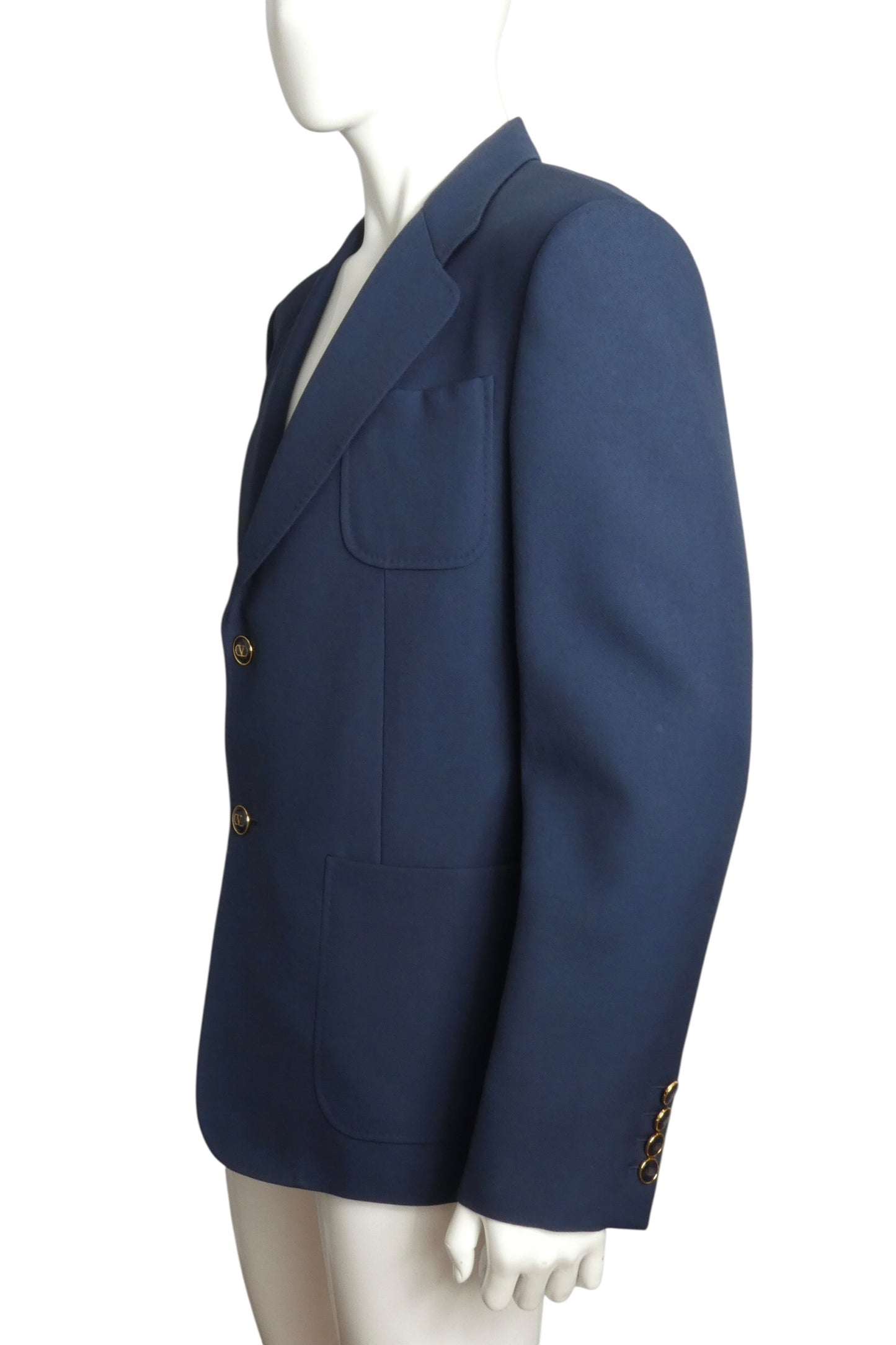 Navy Wool Gabardine Blazer, Size-XXLarge